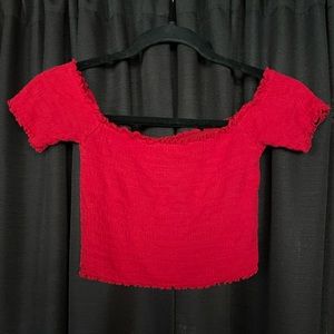Forever 21 Red Off the Shoulder Stretch Top Size S